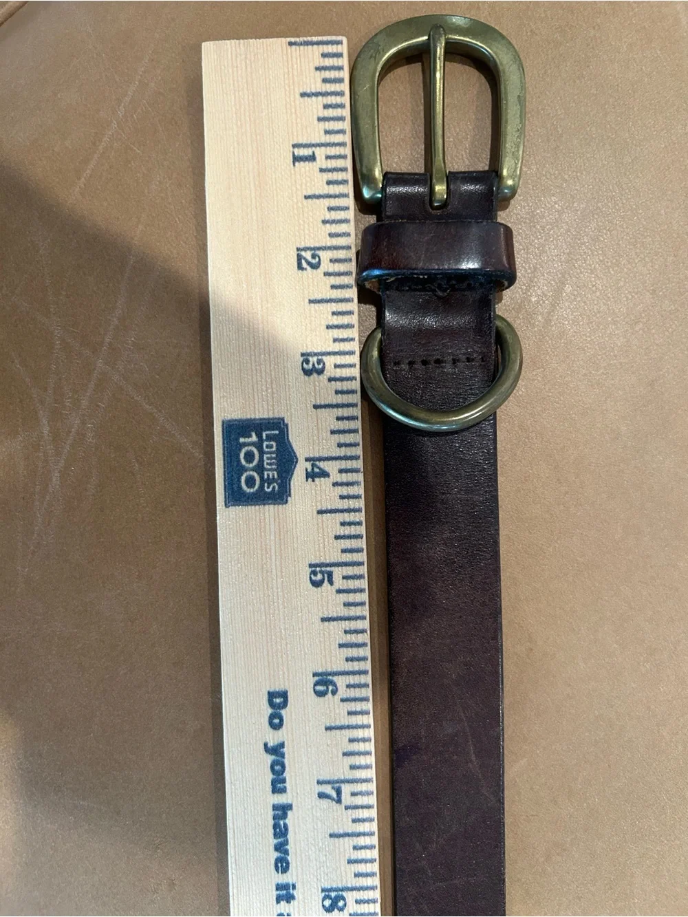 Eddie Bauer Dark Brown Leather Belt with Brass-Tone Buckle Women’s size medium